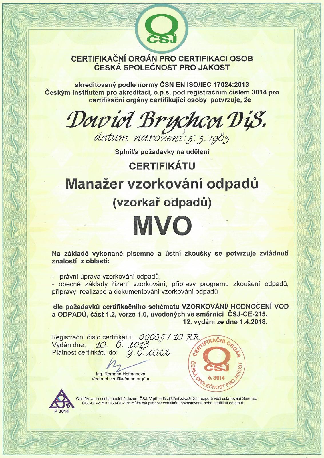 MVO certifikát
